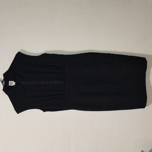 Anne Klein size 12 black sleeveless collared sheath dress